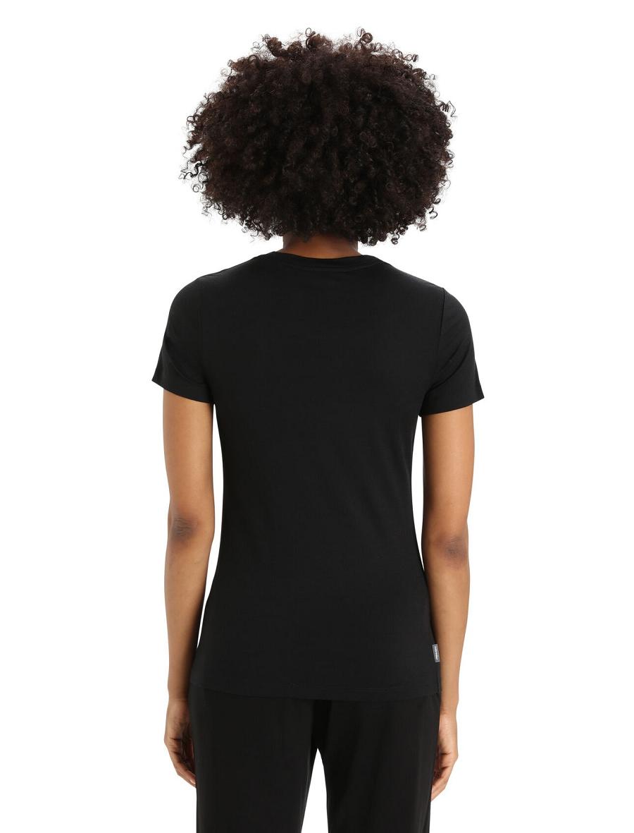 Black Icebreaker Merino Tech Lite II Short Sleeve Natural Alps Women's T Shirts | AU 1605VRWD